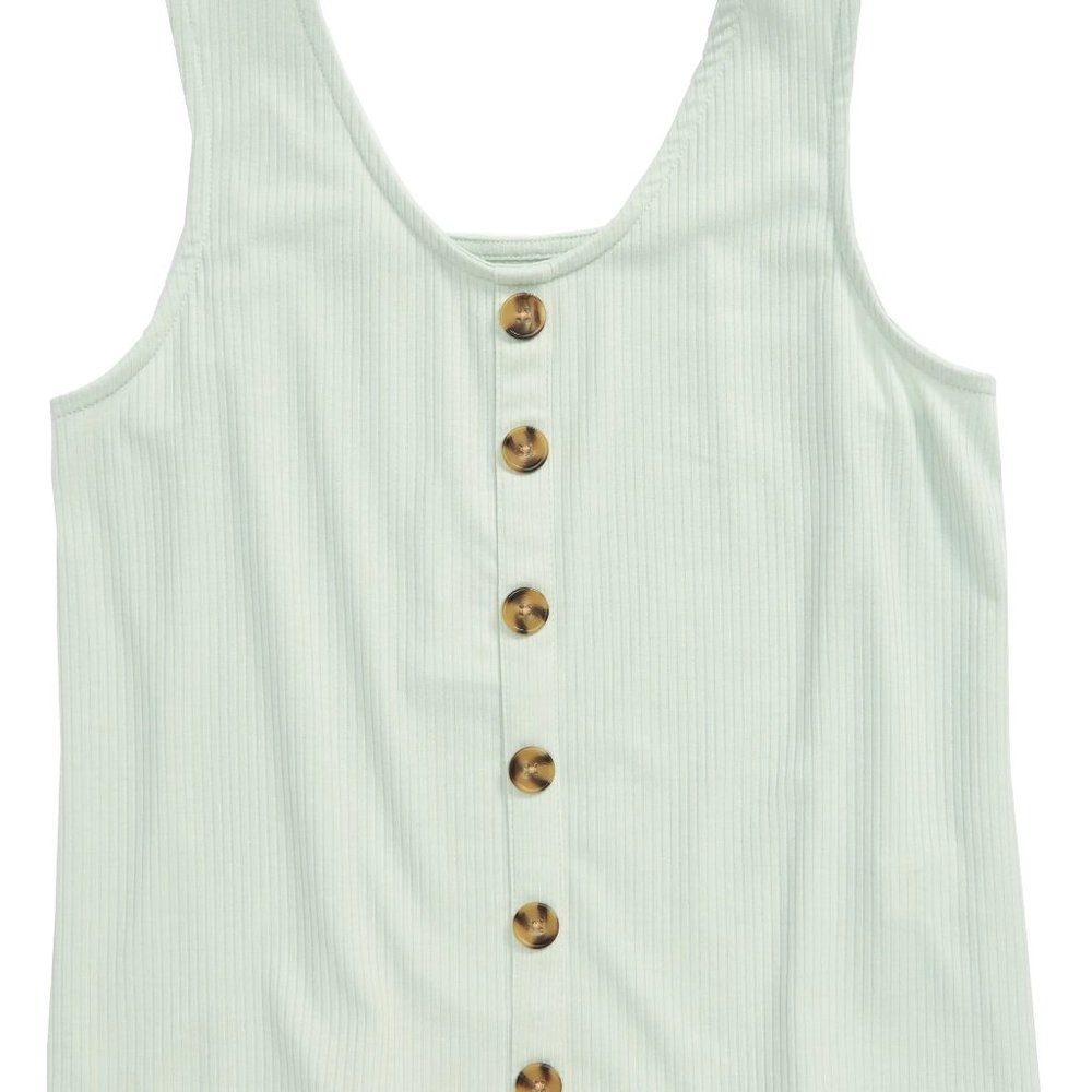 Girl's Love, Fire Button Front Ribbed Tank, Size XL - Green‎ NWT 4622